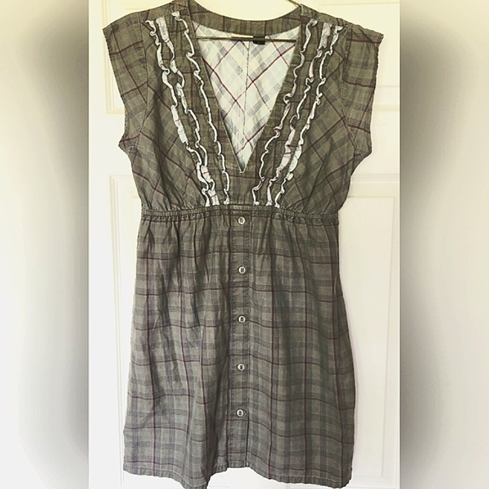 Womens Volcom Plaid Button down Dress or Top